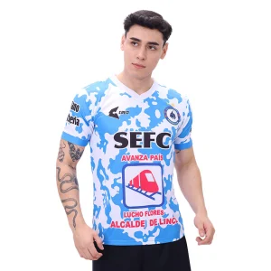 Camiseta San Eugenio Football Club celeste blanco